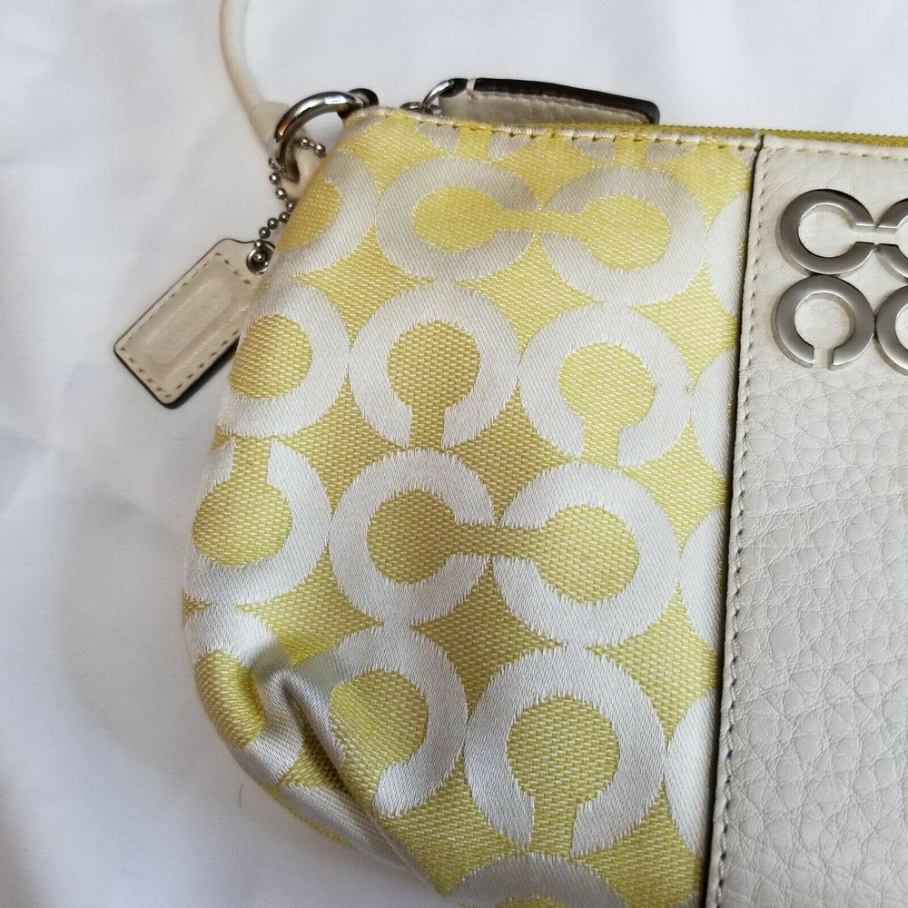 Coach Wristlet Yellow C Fabric Leather Trim Strap - Picture 6 of 12